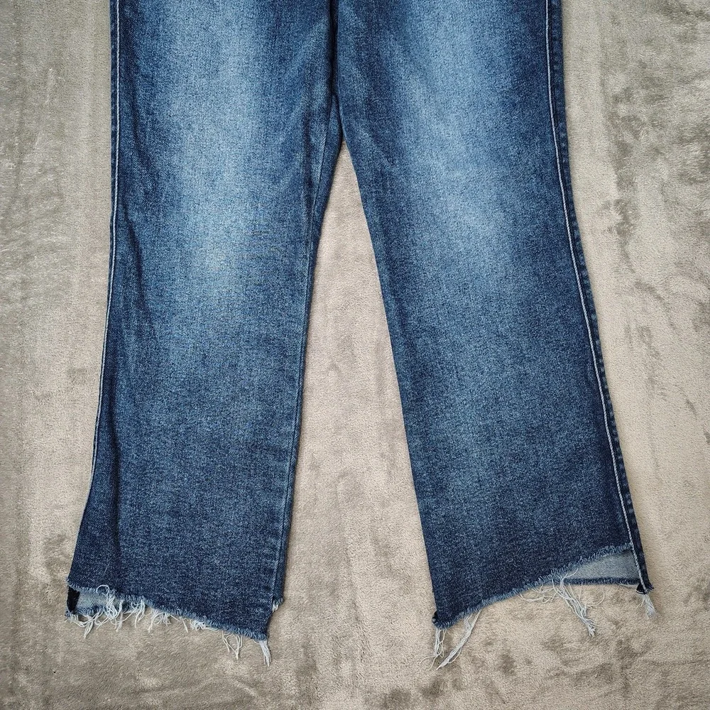 Democracy Jeans Womens 10 Blue Flare Leg AB Solution Medium Wash Stretch Denim‎